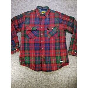 Big Rock Canyon Mens M Red Plaid Flannel Fleece Lined Shirt Jacket Workwear